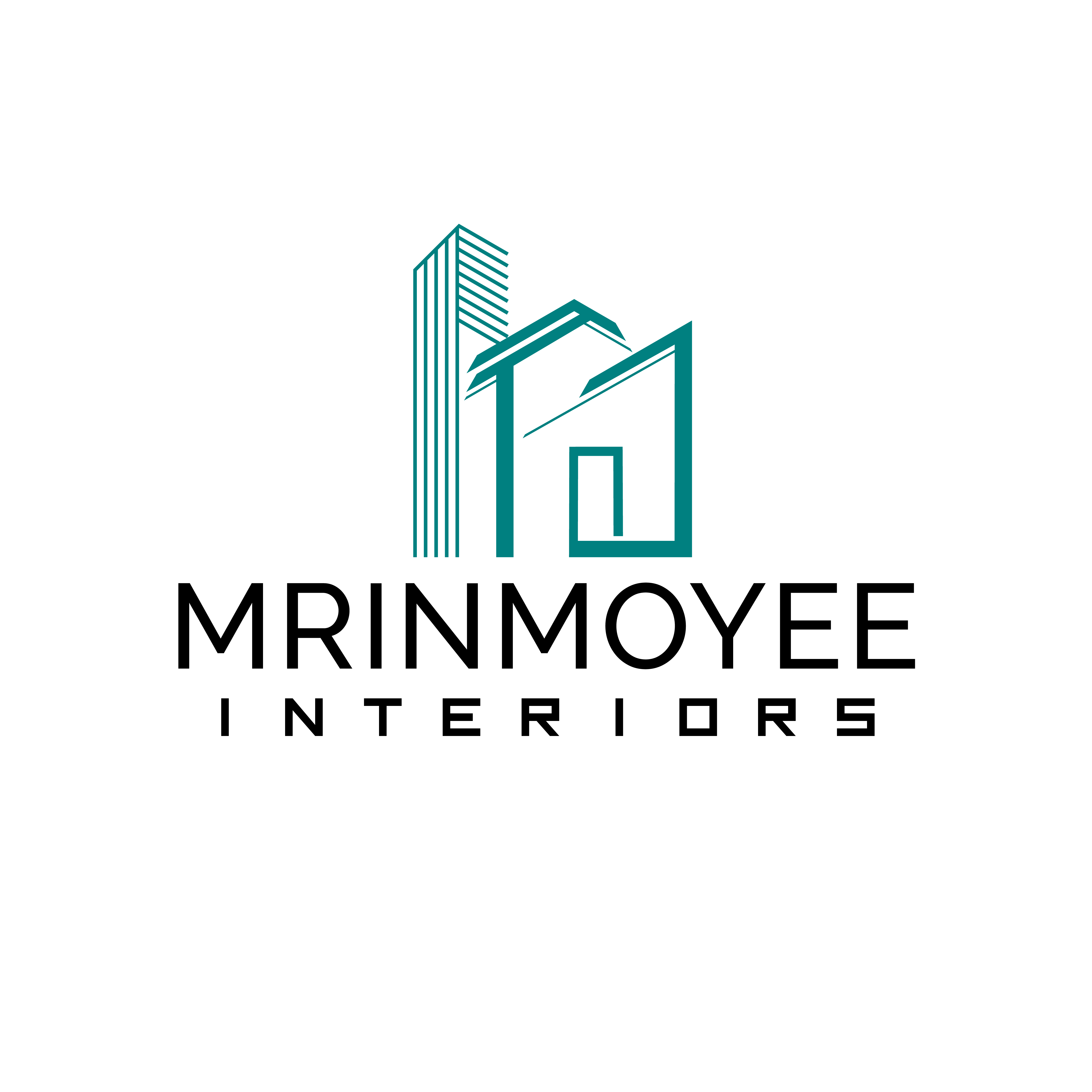 Mrinmoyee Interiors logo on dark